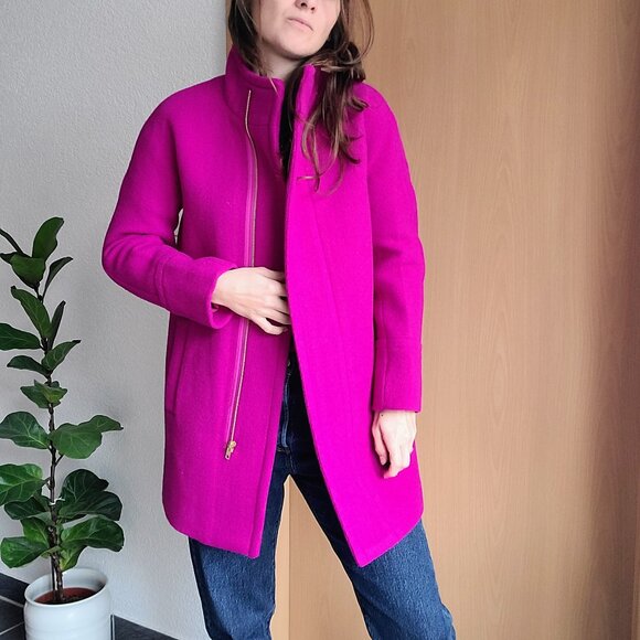 J. Crew Factory Wool Blend Plum Purple City Coat Size 00 Petite Style No. AB946 - Picture 6 of 16